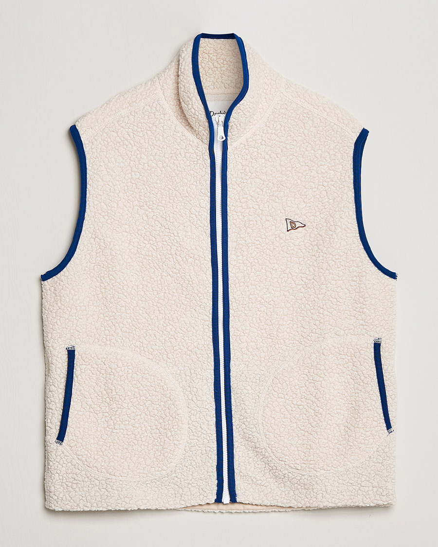 Herre | Trøjer | Drake's | Zip Through Fleece Vest Ecru