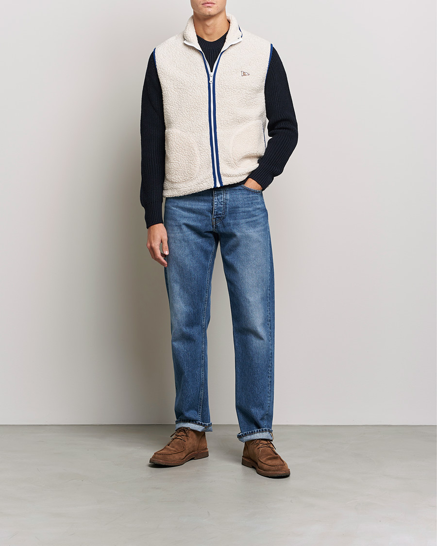 Herre | Trøjer | Drake's | Zip Through Fleece Vest Ecru