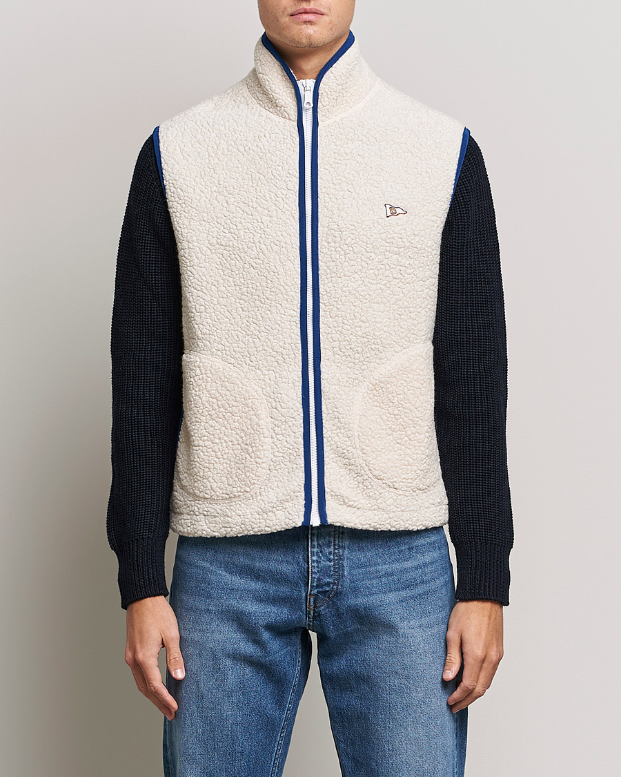 Herre | Trøjer | Drake's | Zip Through Fleece Vest Ecru
