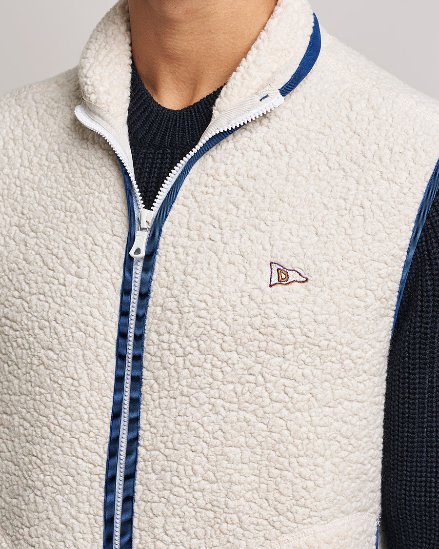 Herre | Trøjer | Drake's | Zip Through Fleece Vest Ecru