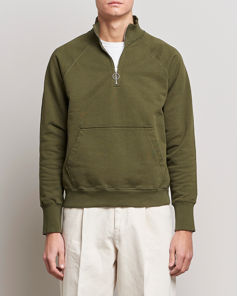 Herre |  | Drake's | Quarter Zip Sweatshirt Green