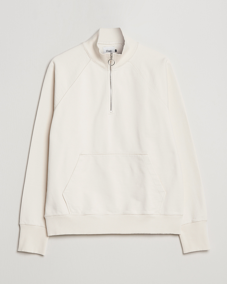 Herre | Trøjer | Drake's | Quarter Zip Sweatshirt Ecru