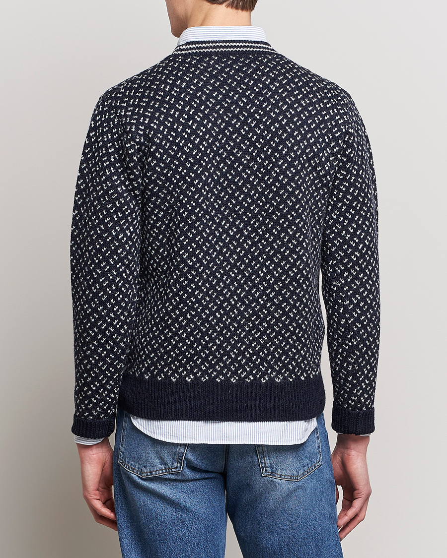 Herre | Trøjer | Drake's | Norwegian Wool/Alpaca Crew Navy