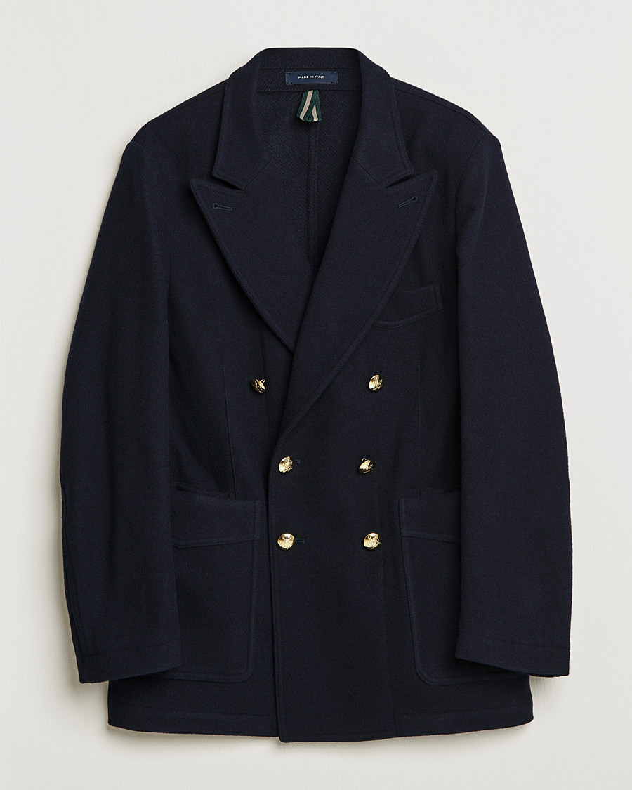 Herre | Blazere & jakker | Drake's | MKIII Double Breasted Wool/Flannel Blazer Navy