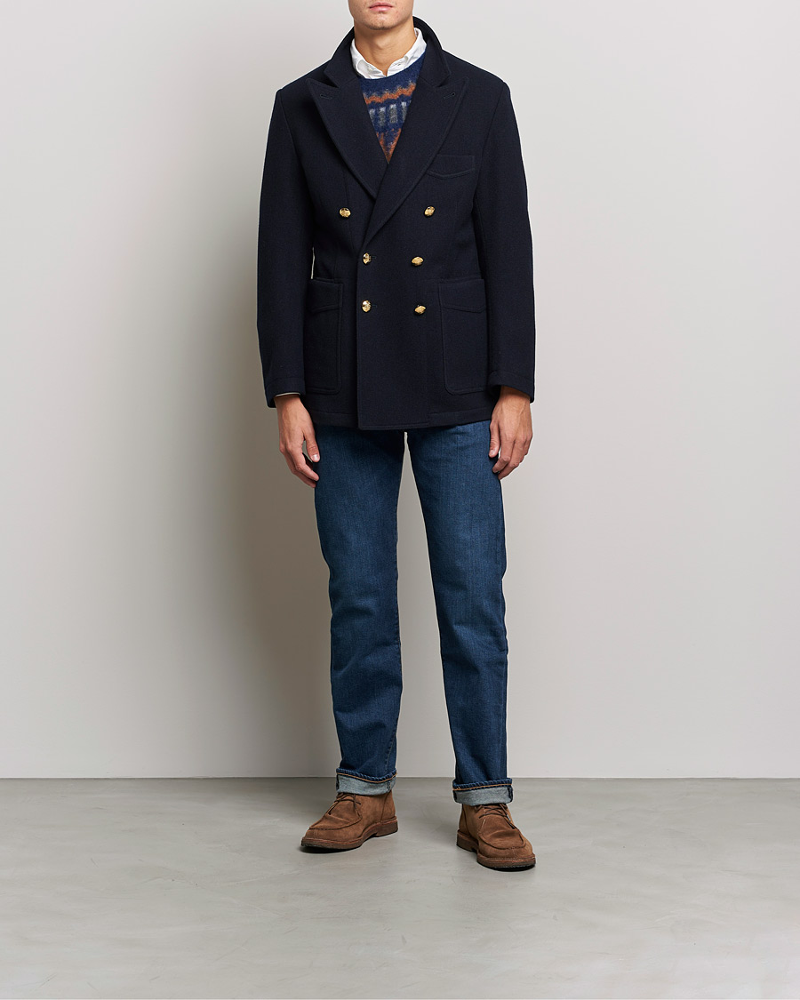 Herre | Blazere & jakker | Drake's | MKIII Double Breasted Wool/Flannel Blazer Navy