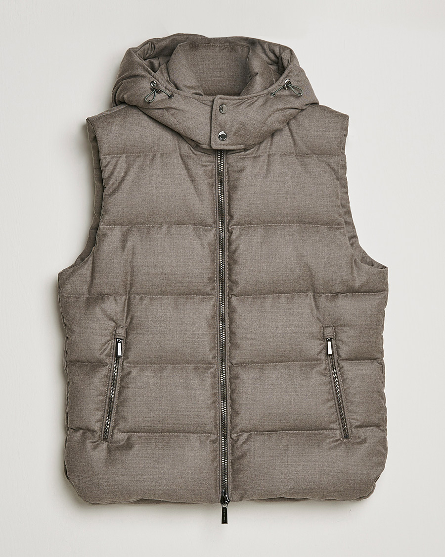 Herre | Jakker | MooRER | Fire Wool/Cashmere Hooded Vest Beige