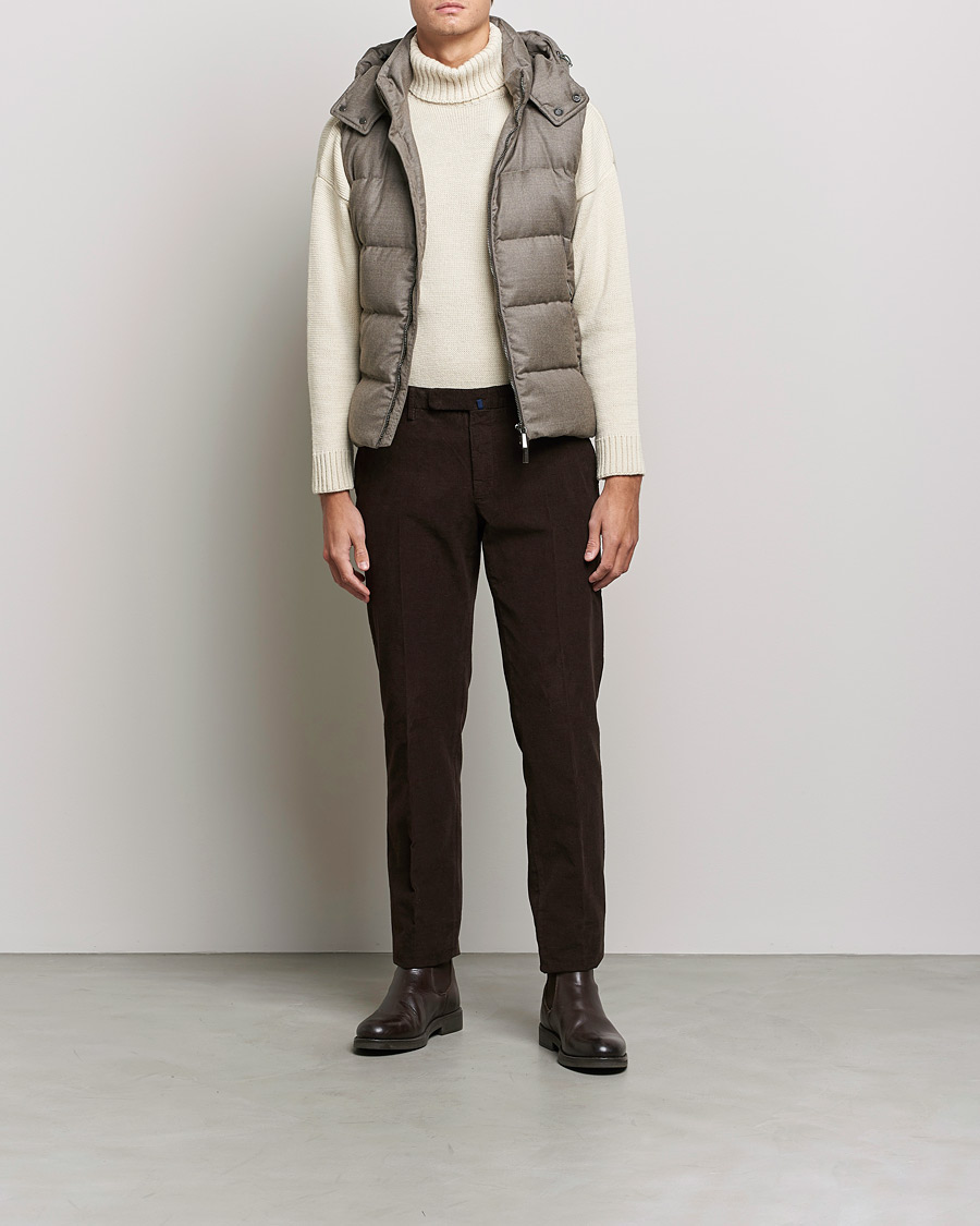 Herre | Jakker | MooRER | Fire Wool/Cashmere Hooded Vest Beige