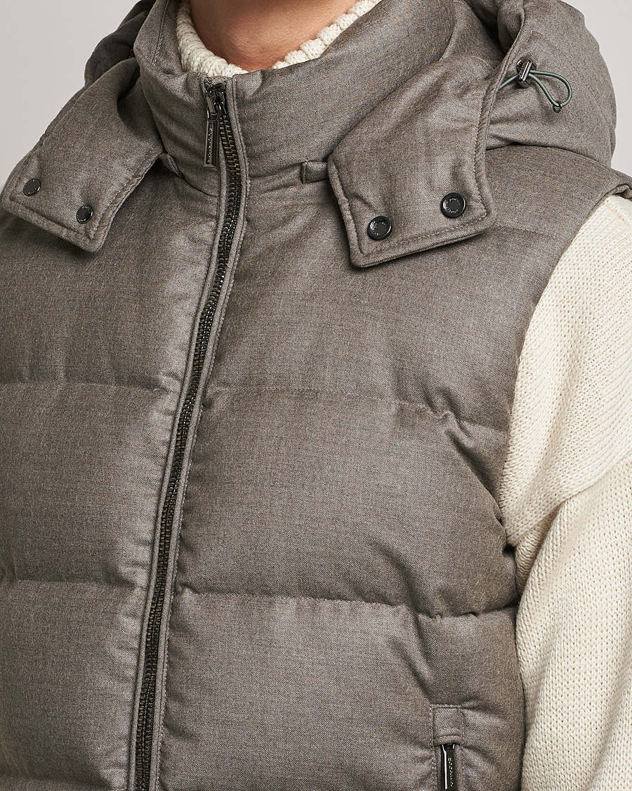 Herre | Jakker | MooRER | Fire Wool/Cashmere Hooded Vest Beige