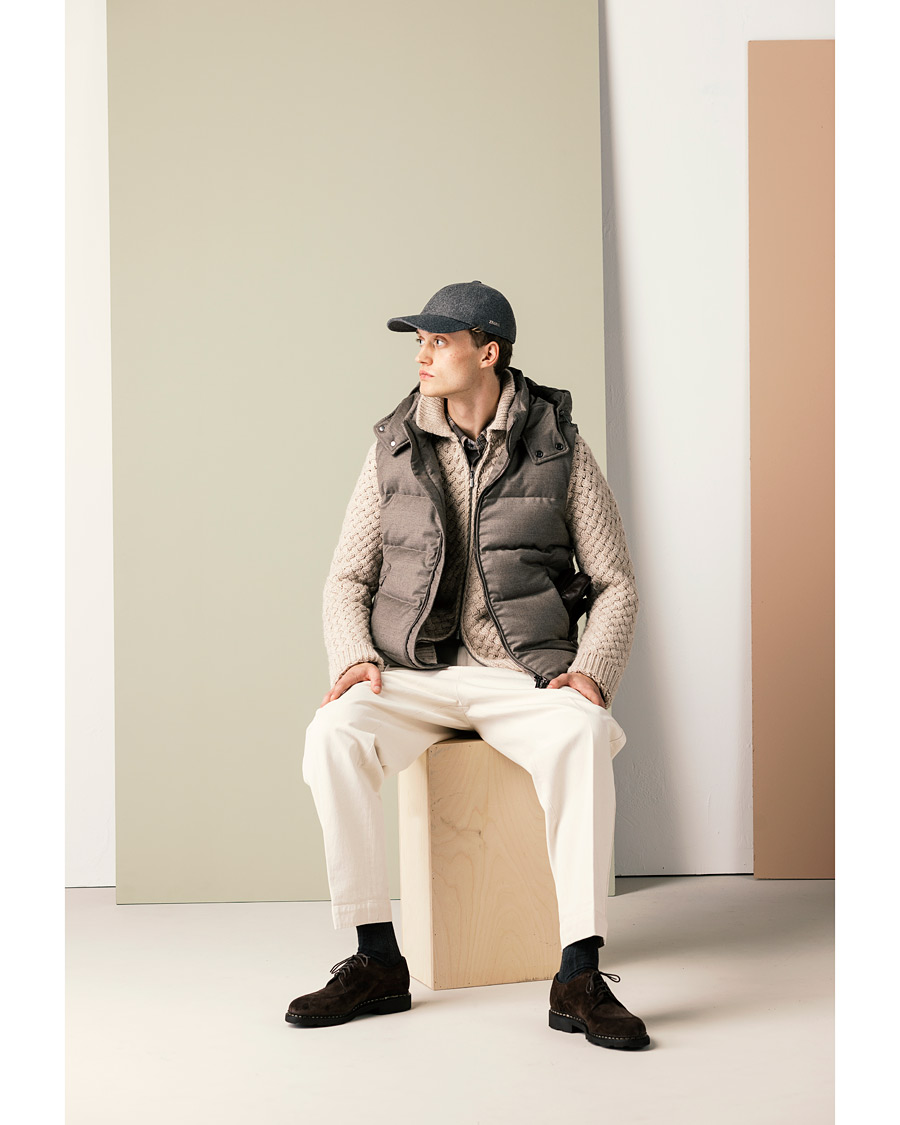 Herre | Jakker | MooRER | Fire Wool/Cashmere Hooded Vest Beige