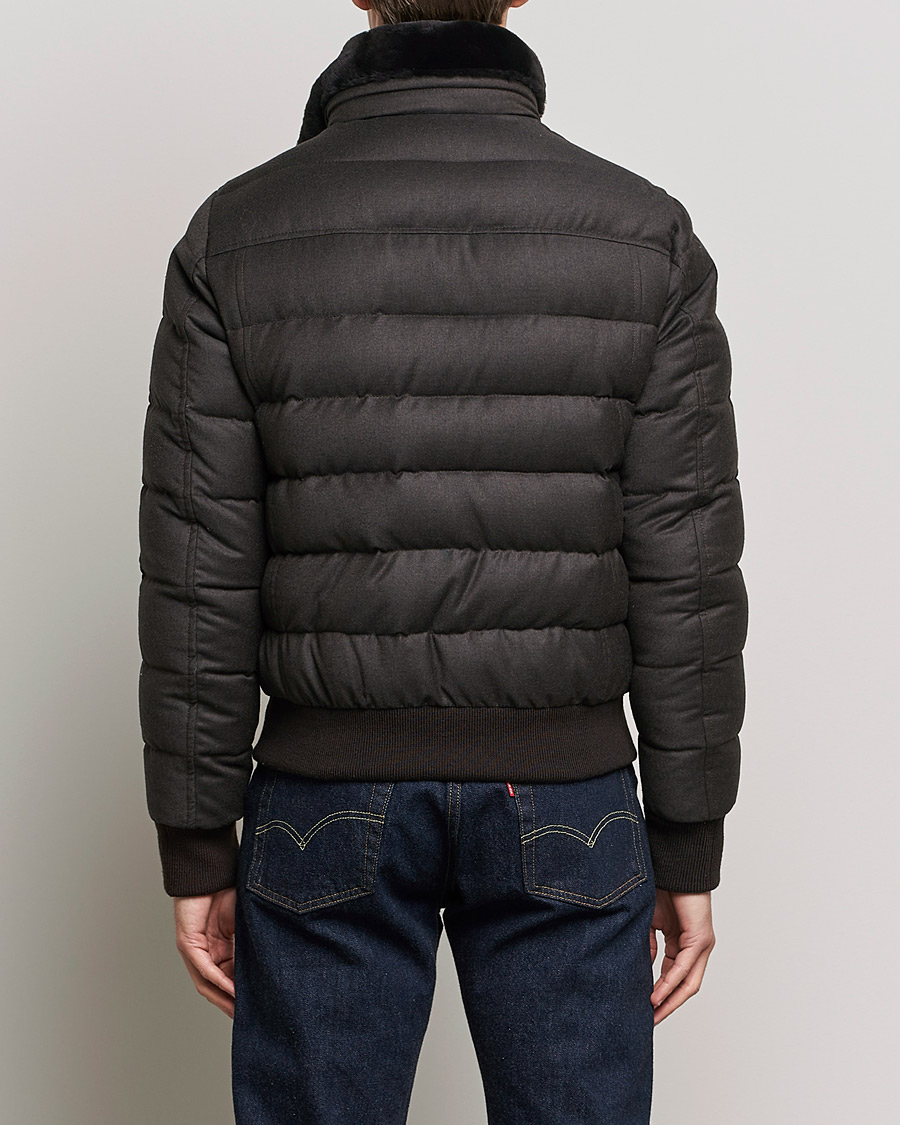 Herre | Jakker | MooRER | Fantoni Wool/Cashmere Suede Bomber Jacket Dark Brown