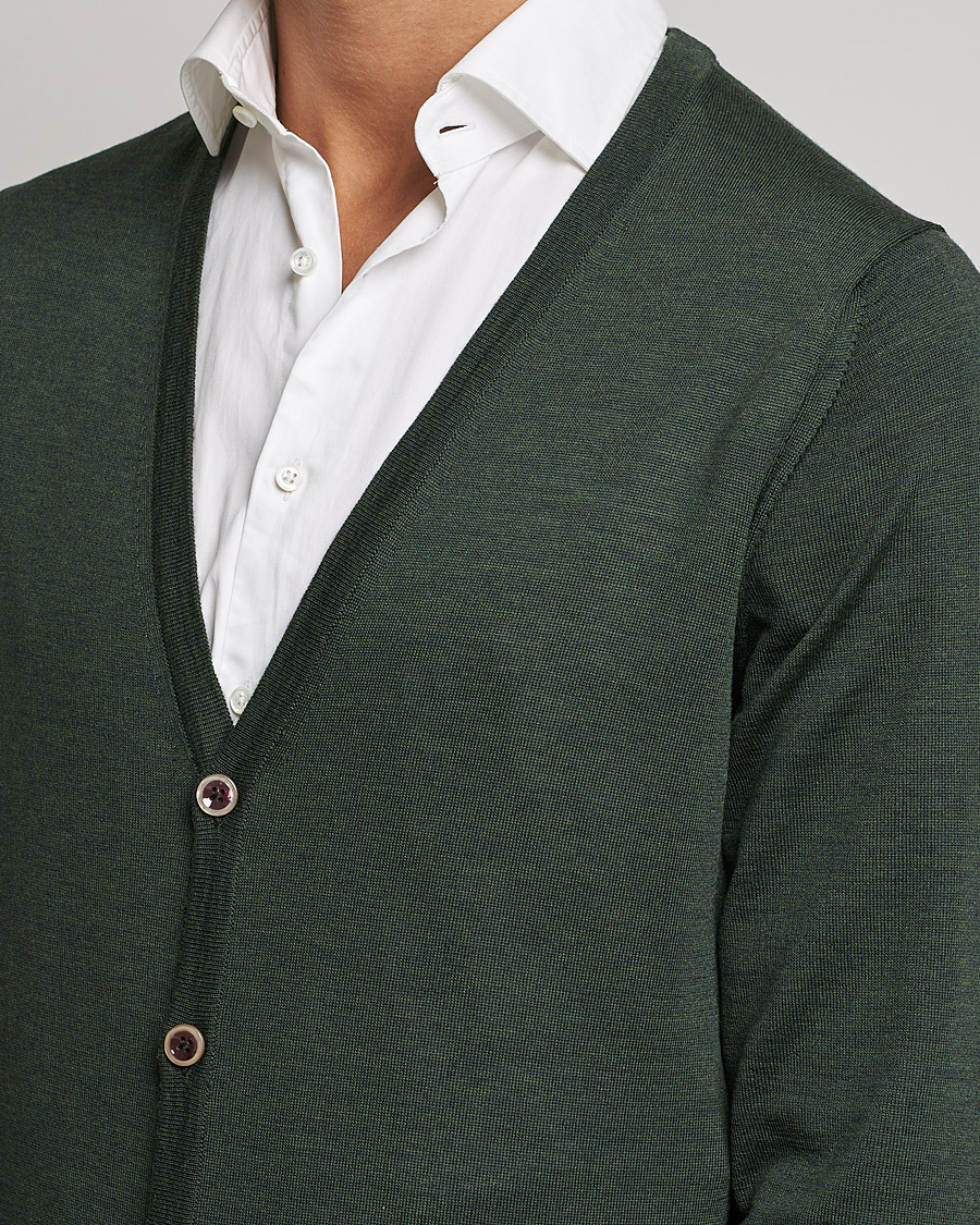 Herre | Trøjer | Stenströms | Merino Zegna Knitted Cardigan Forest Green