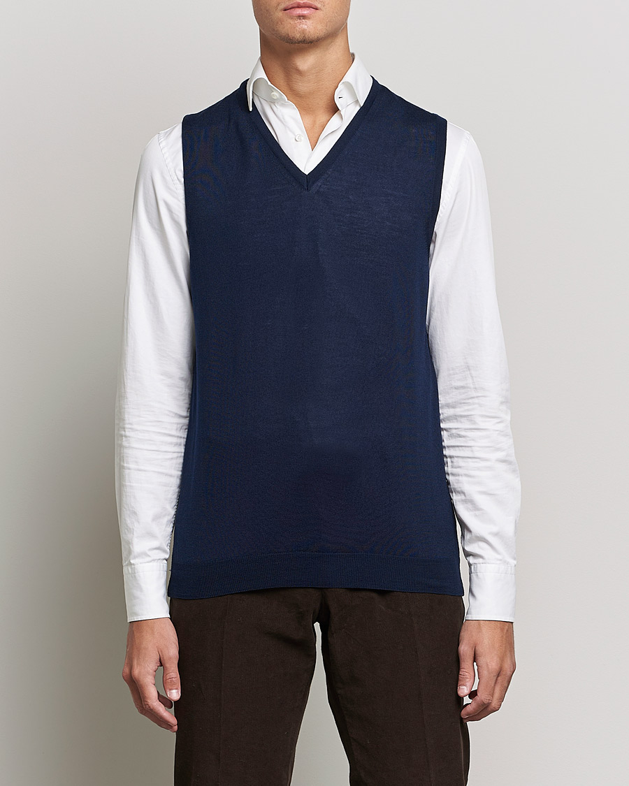 Herre | Trøjer | Stenströms | Merino Slipover Navy