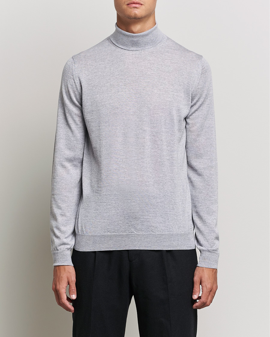 Herre | Trøjer | Stenströms | Fine Merino Rollneck Light Grey