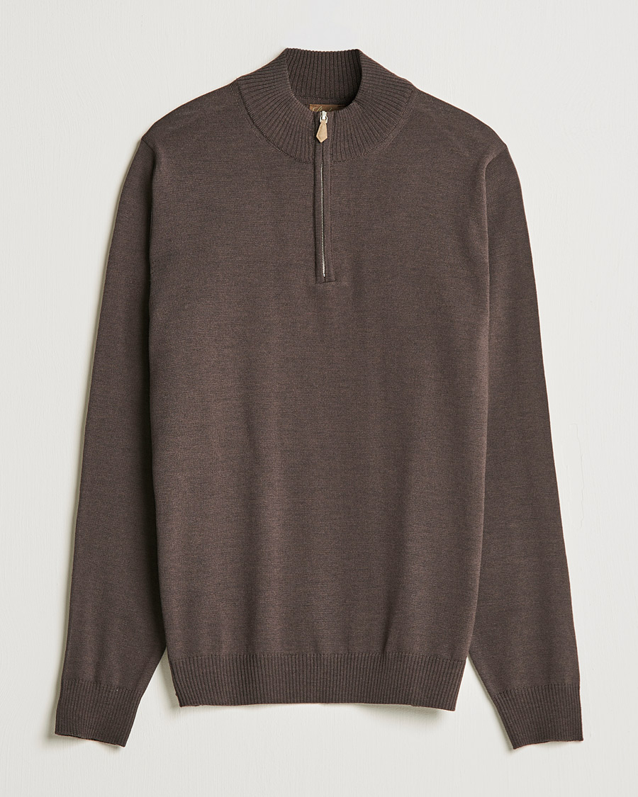 Herre | Trøjer | Stenströms | Merino Half Zip Brown