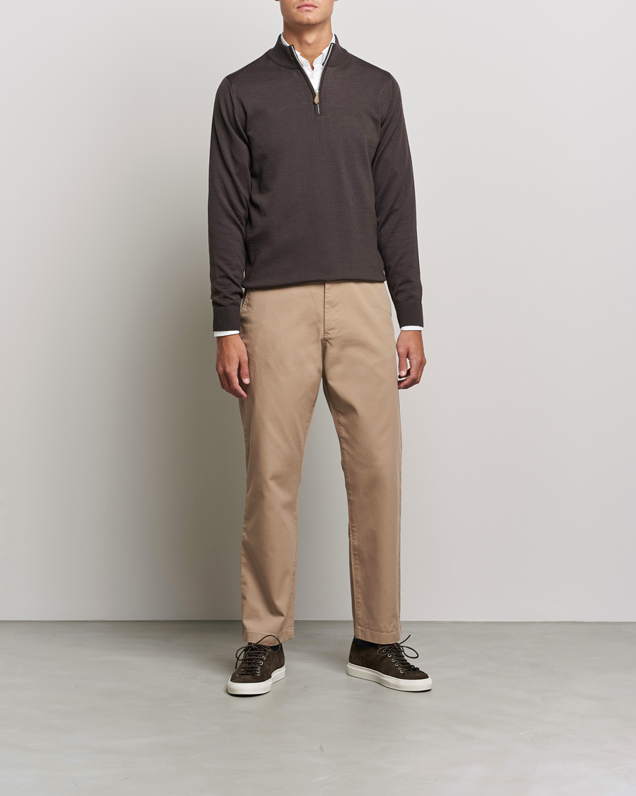 Herre | Trøjer | Stenströms | Merino Half Zip Brown