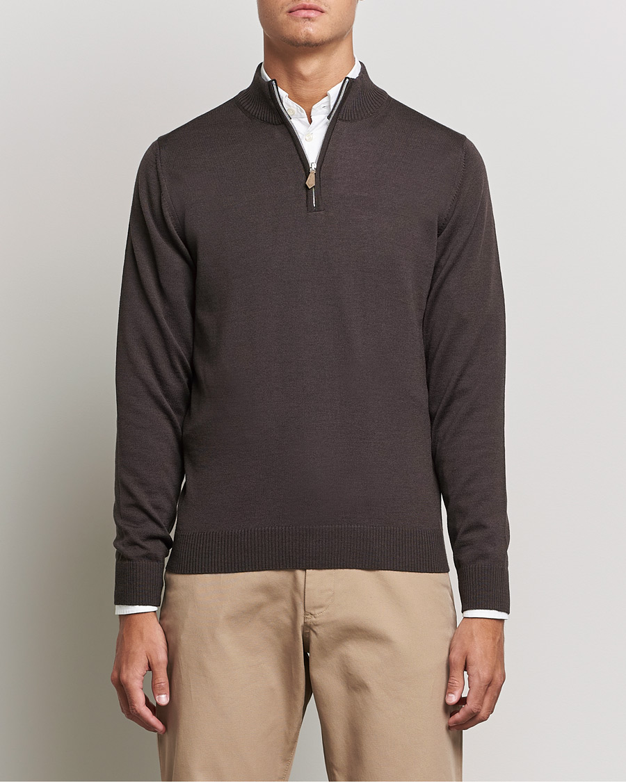 Herre | Trøjer | Stenströms | Merino Half Zip Brown