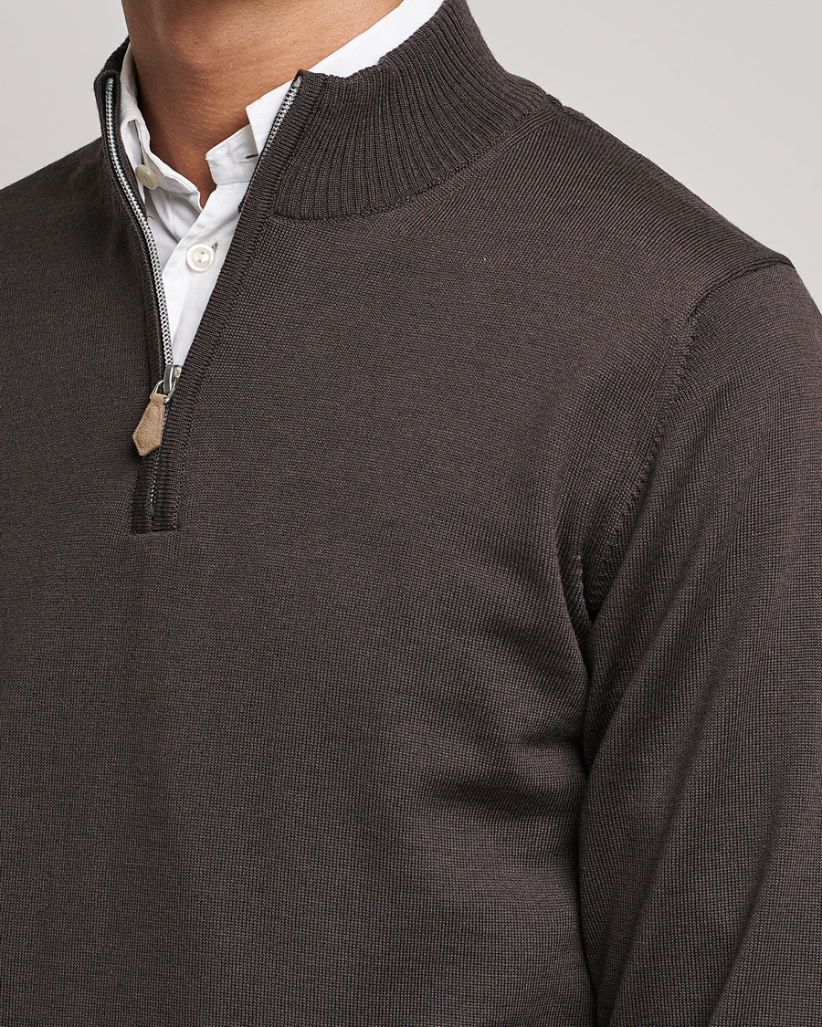 Herre | Trøjer | Stenströms | Merino Half Zip Brown