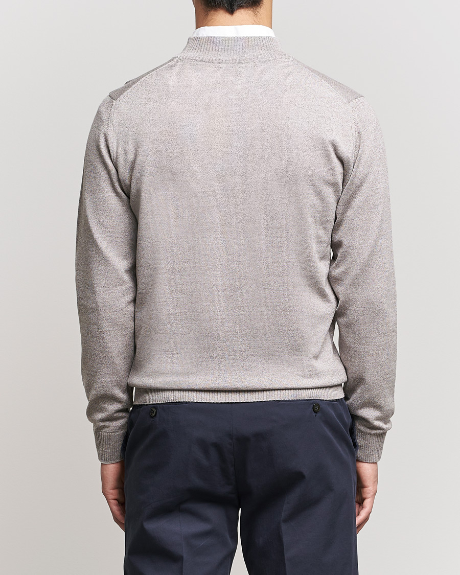 Herre | Trøjer | Stenströms | Merino Wool Half Zip Beige Mouliné