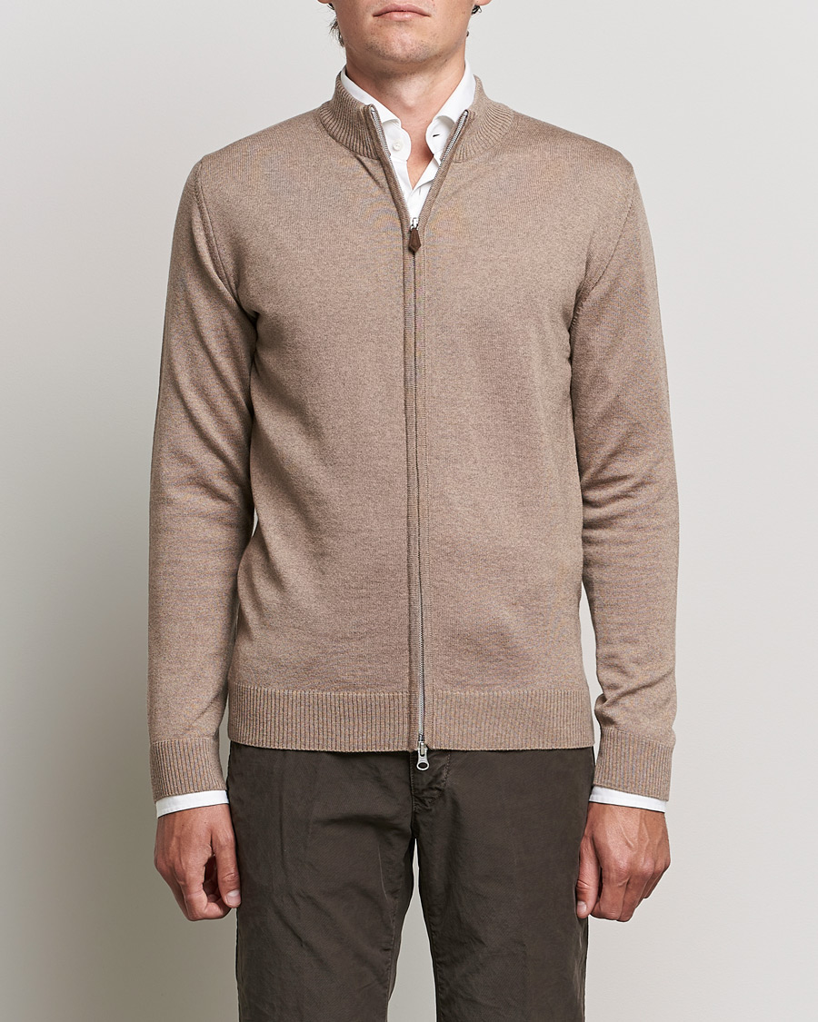 Herre | Trøjer | Stenströms | Merino Full Zip Camel