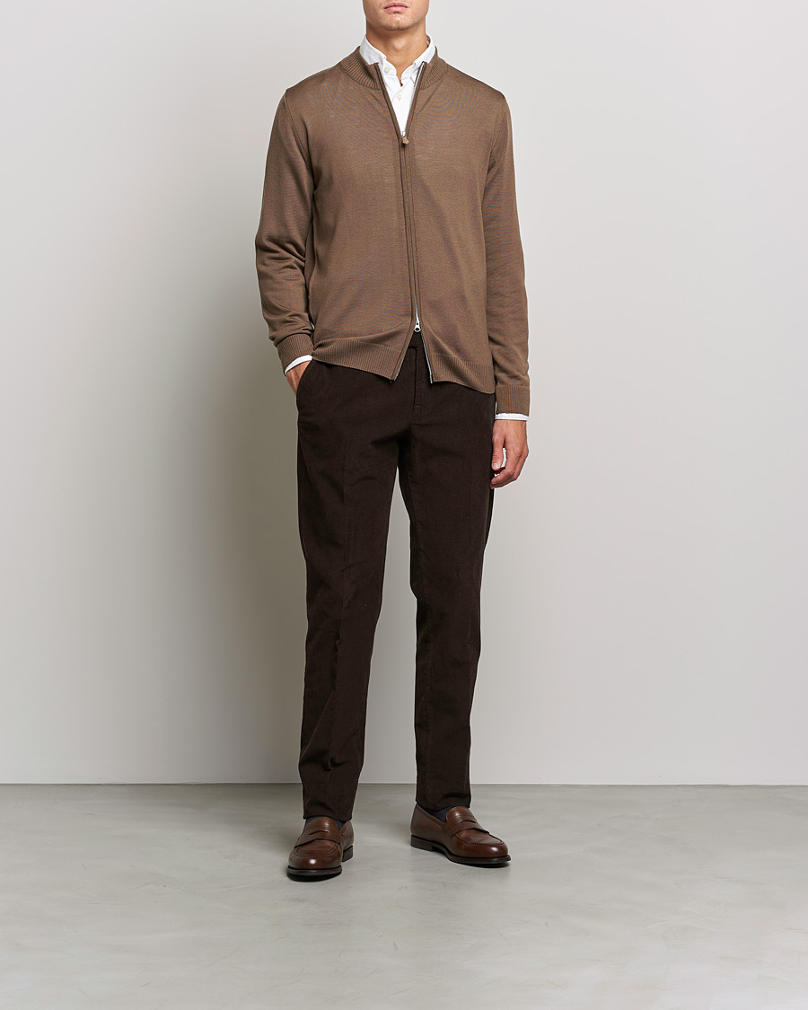 Herre | Trøjer | Stenströms | Merino Full Zip Brown