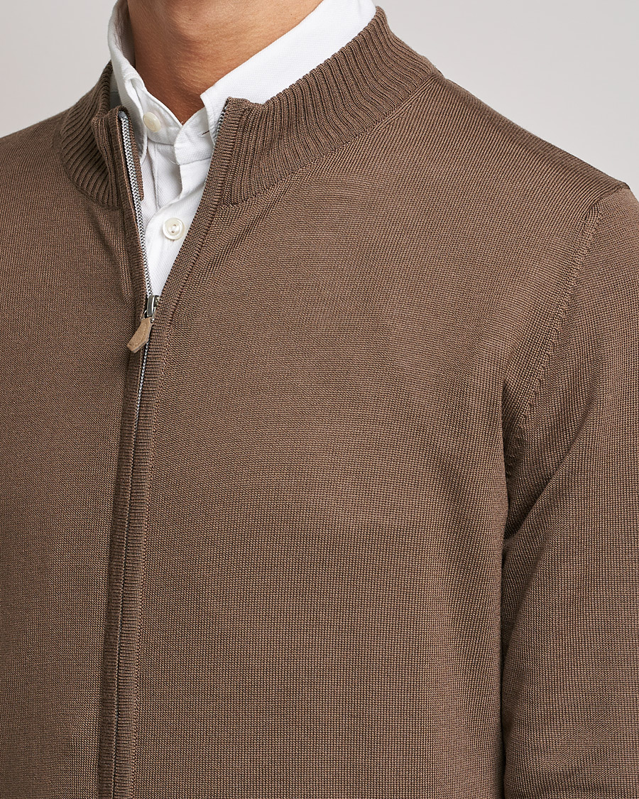 Herre | Trøjer | Stenströms | Merino Full Zip Brown