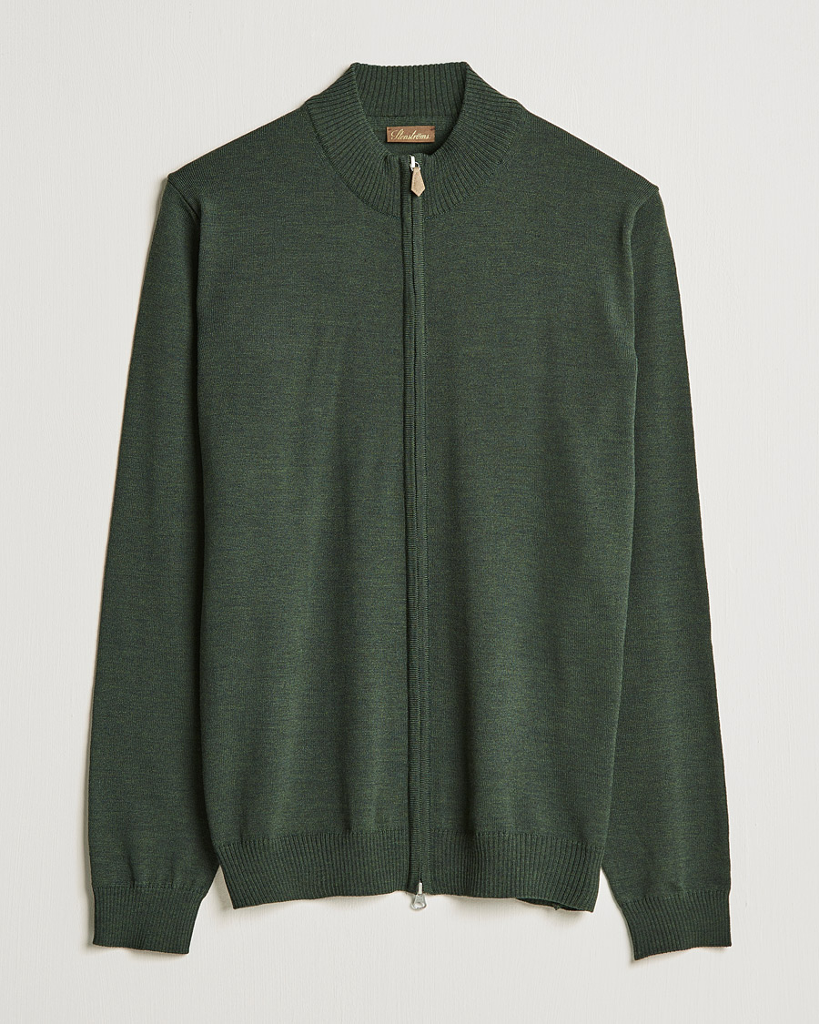 Herre | Trøjer | Stenströms | Merino Full Zip Dark Green
