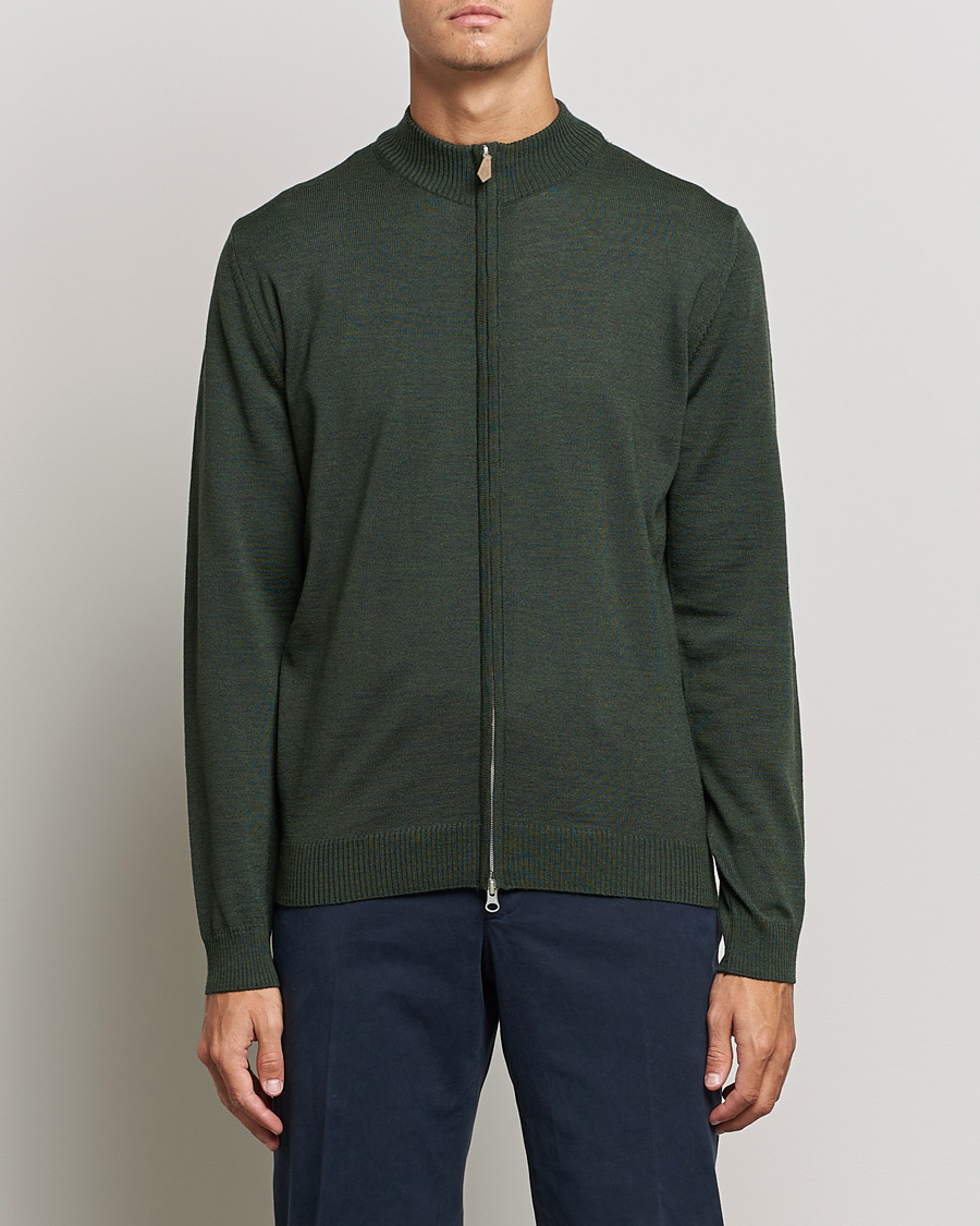 Herre | Trøjer | Stenströms | Merino Full Zip Dark Green