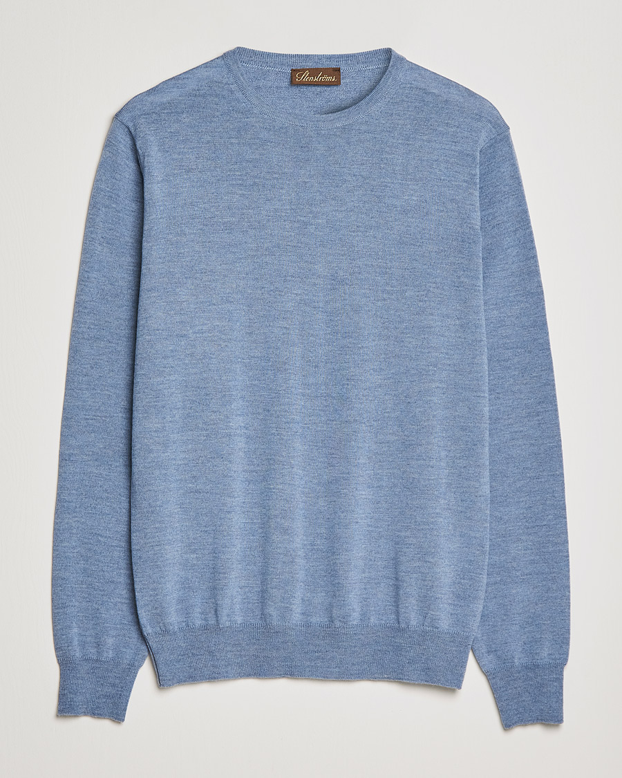 Herre | Trøjer | Stenströms | Merino Crew Neck Light Blue