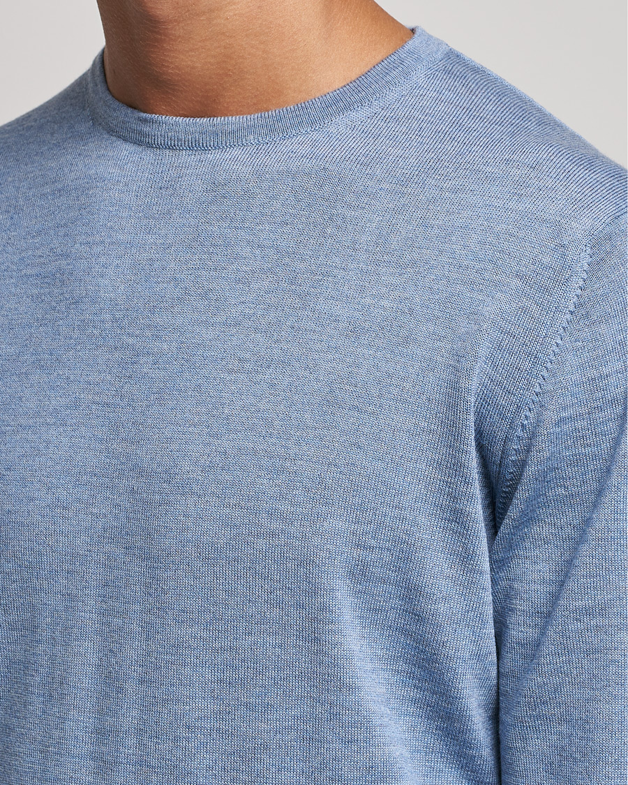 Herre | Trøjer | Stenströms | Merino Crew Neck Light Blue