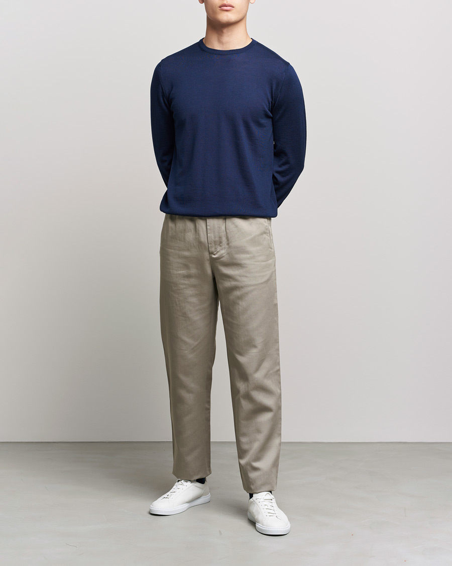 Herre | Trøjer | Stenströms | Merino Crew Neck Navy