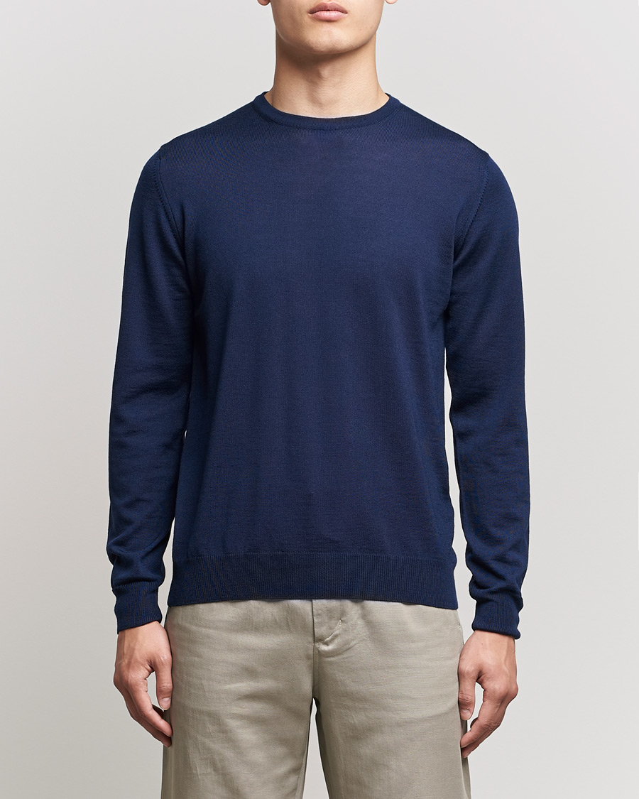 Herre | Trøjer | Stenströms | Merino Crew Neck Navy