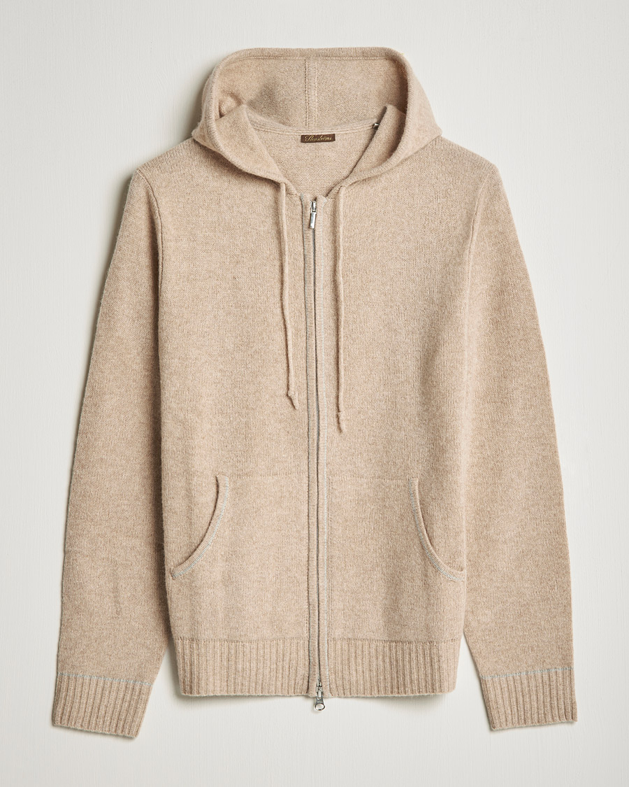 Herre | Trøjer | Stenströms | Yak/Merino Full Zip Hoodie Beige
