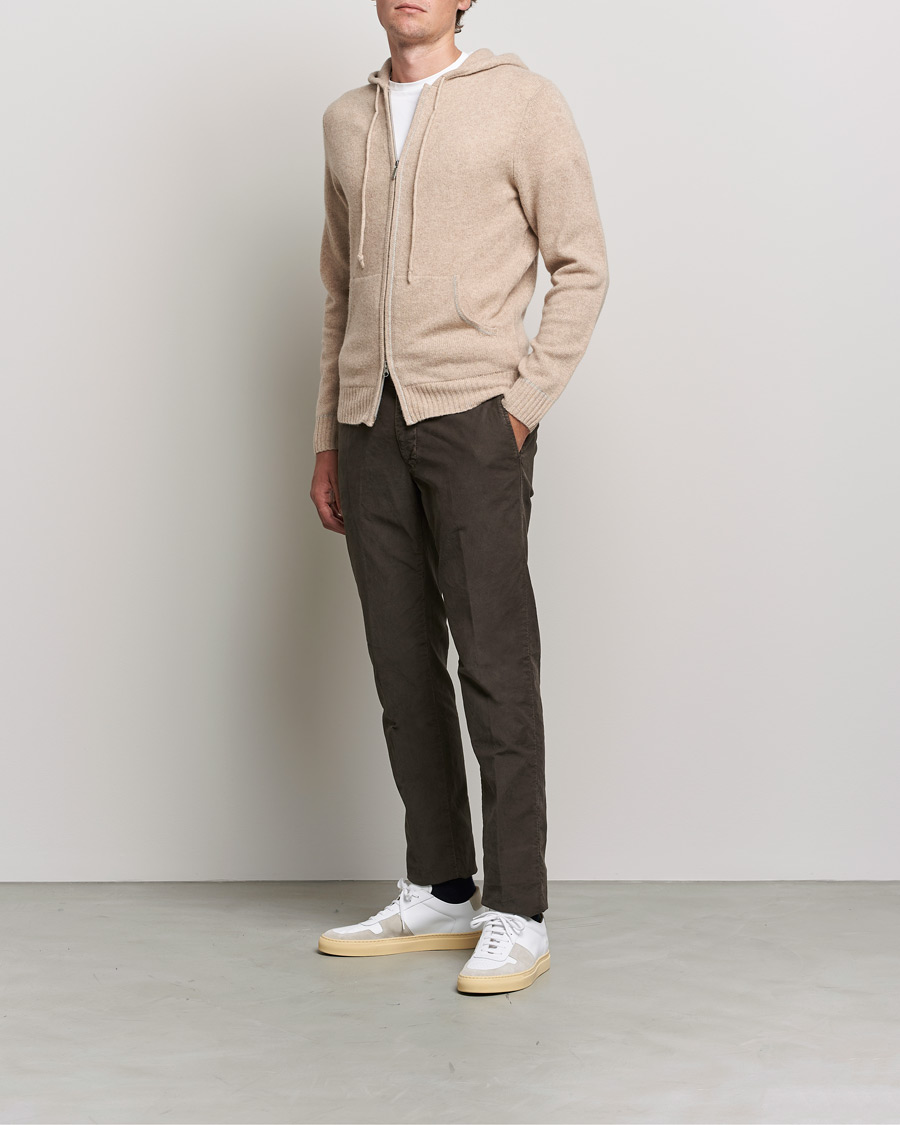 Herre | Trøjer | Stenströms | Yak/Merino Full Zip Hoodie Beige