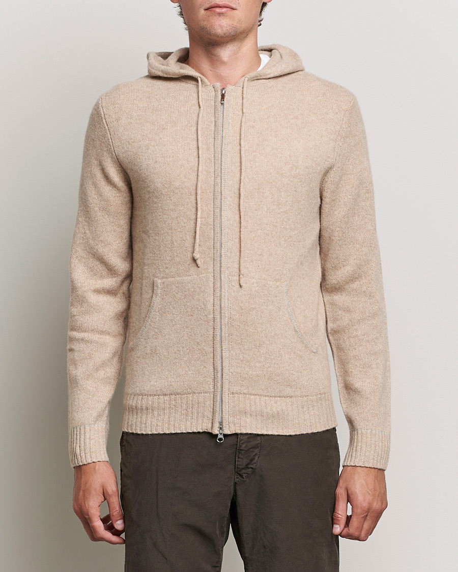 Herre | Trøjer | Stenströms | Yak/Merino Full Zip Hoodie Beige