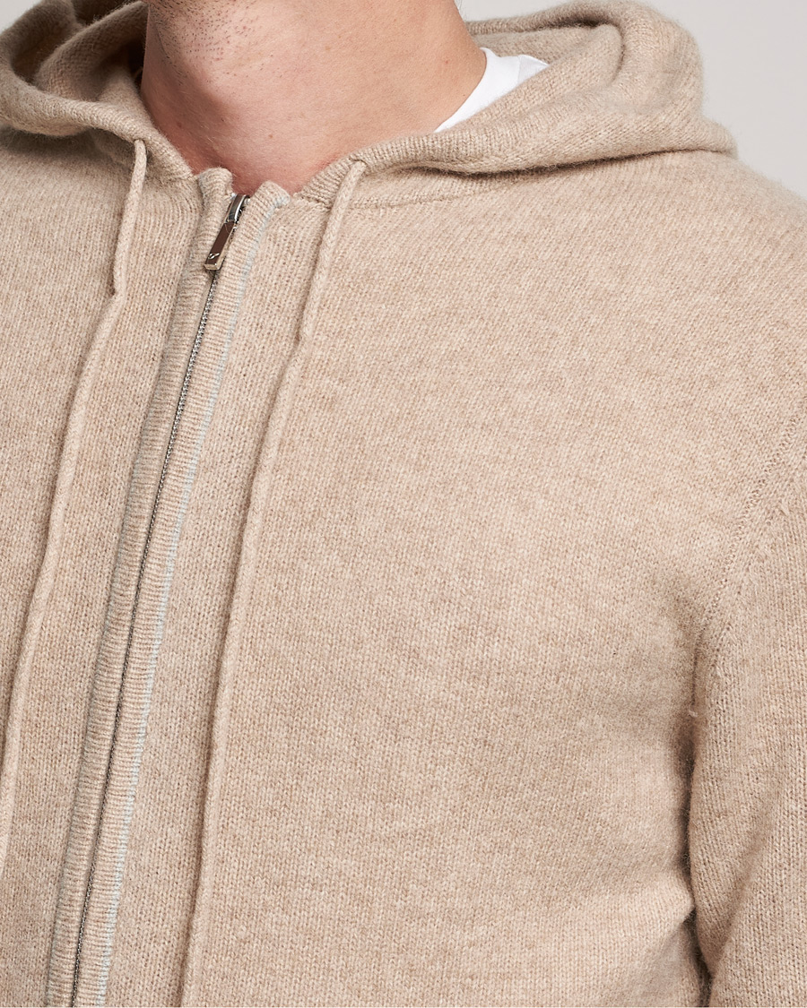 Herre | Trøjer | Stenströms | Yak/Merino Full Zip Hoodie Beige