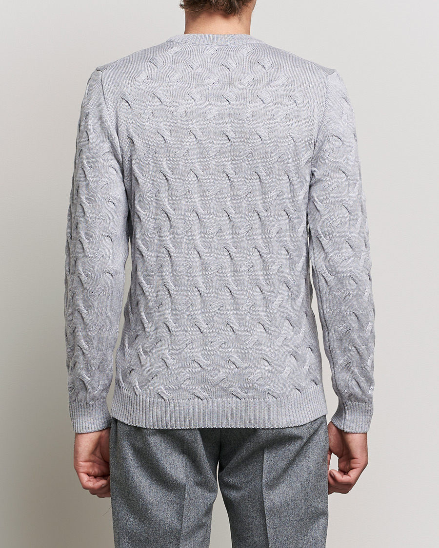 Herre | Trøjer | Stenströms | Heavy Cable Merino Crew Neck Light Grey