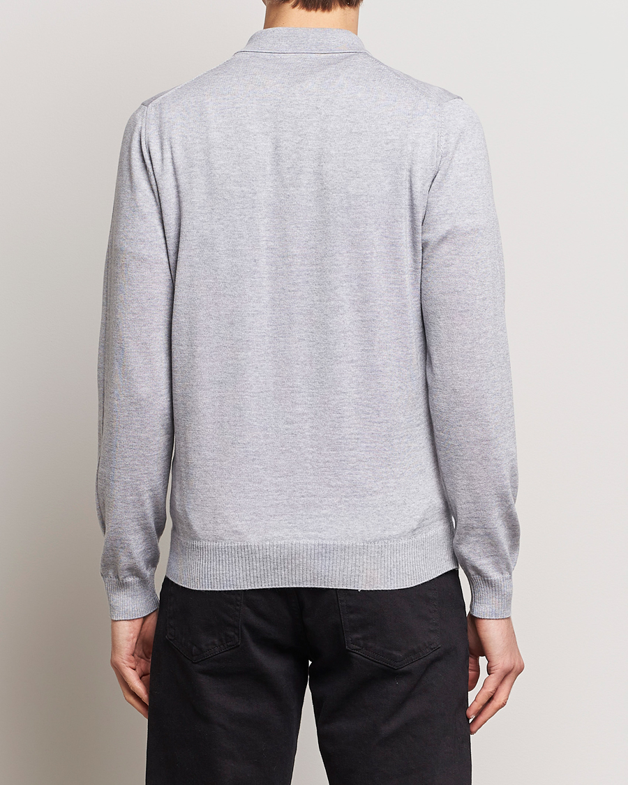 Herre | Trøjer | Stenströms | Merino Wool Zip Polo Light Grey