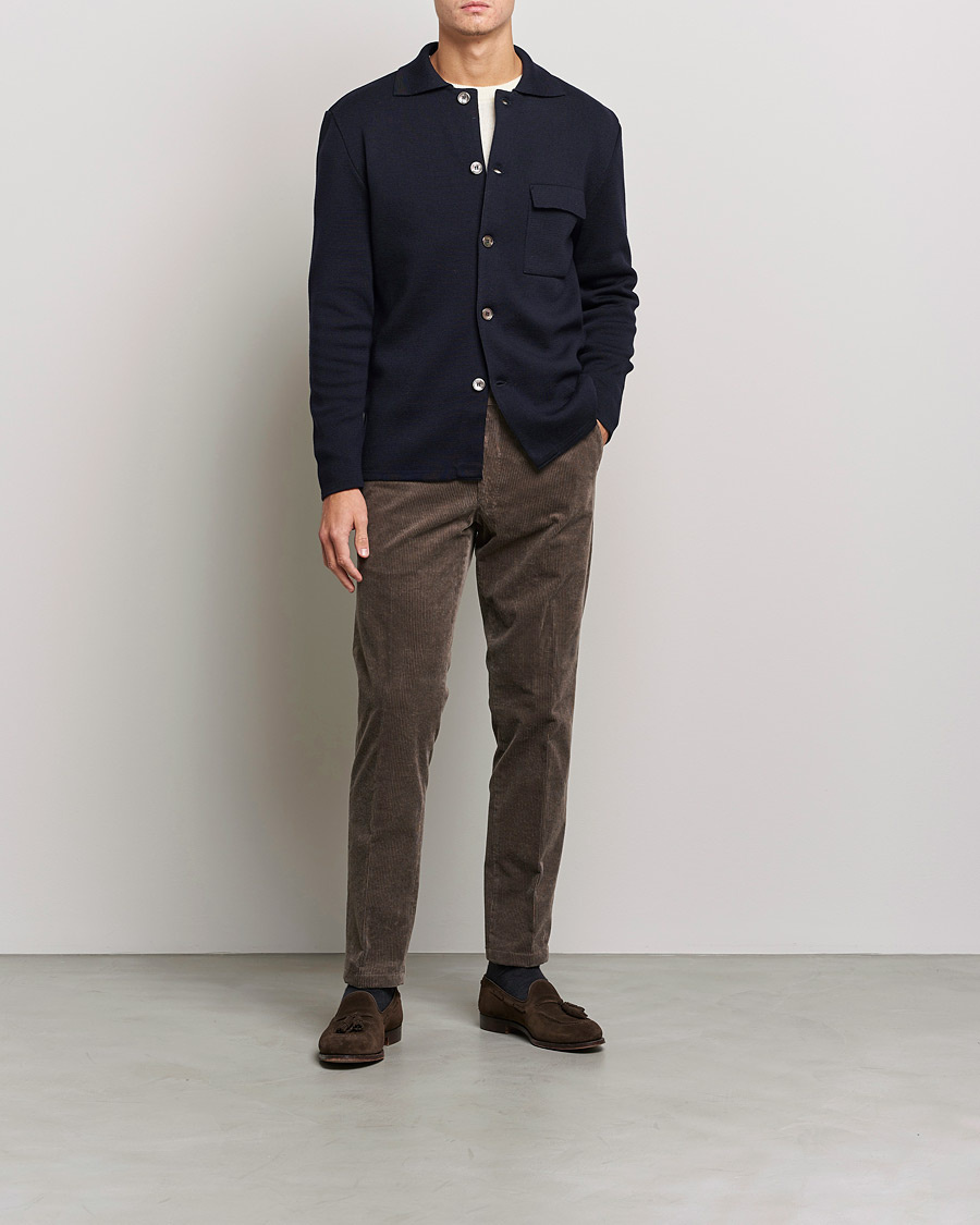 Herre | Trøjer | Stenströms | Merino Chest Pocket Cardigan Navy