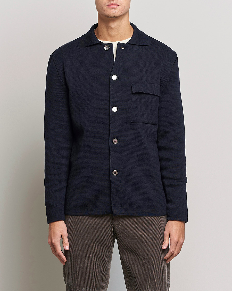 Herre | Trøjer | Stenströms | Merino Chest Pocket Cardigan Navy