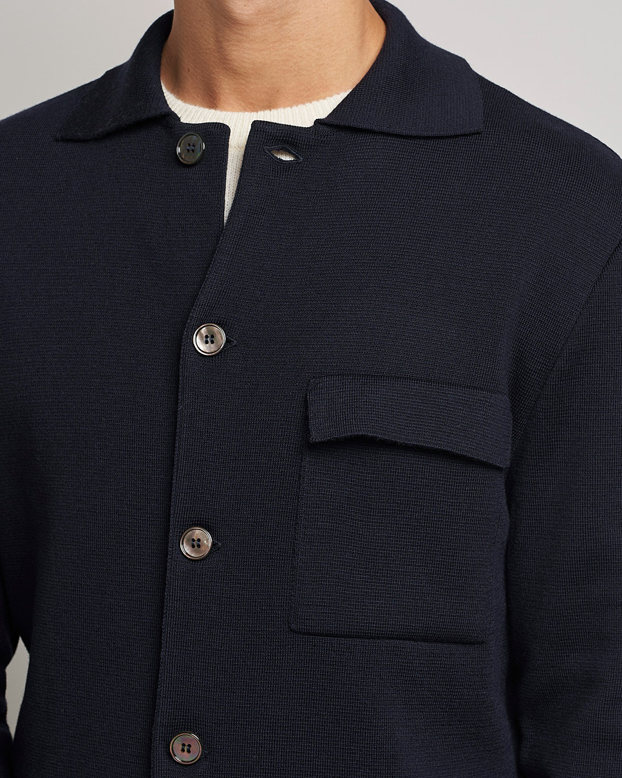 Herre | Trøjer | Stenströms | Merino Chest Pocket Cardigan Navy