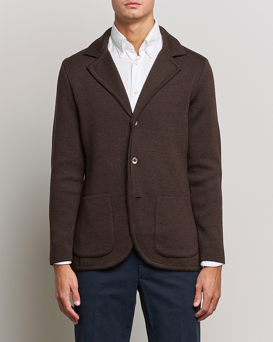Herre | Blazere & jakker | Stenströms | Milano Knitted Merino Blazer Brown
