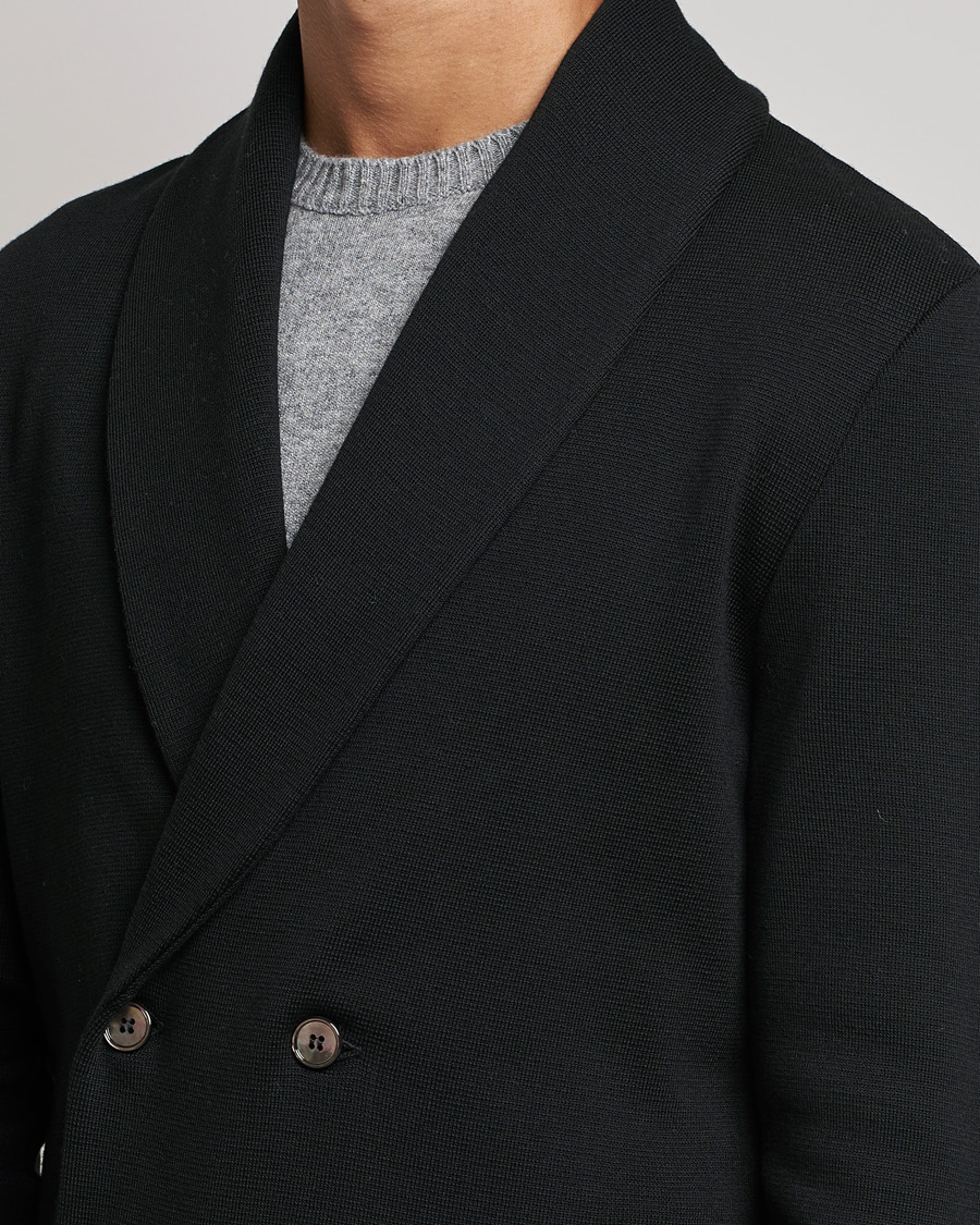 Herre | Blazere & jakker | Stenströms | Milano Knitted Merino Tuxedo Cardigan Black