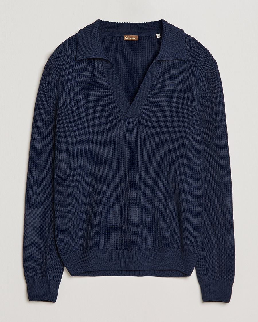 Herre | Trøjer | Stenströms | Chunky Merino Polo Navy