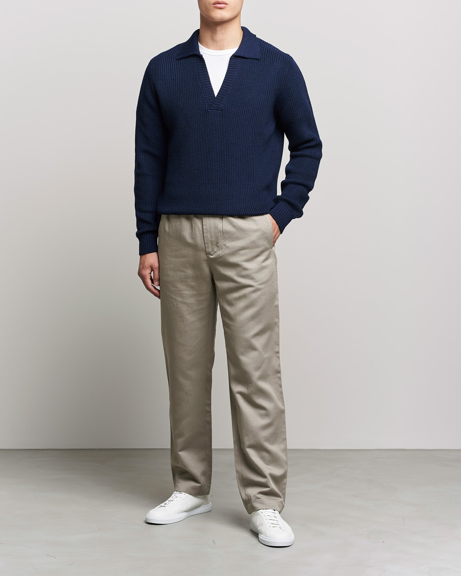 Herre | Trøjer | Stenströms | Chunky Merino Polo Navy