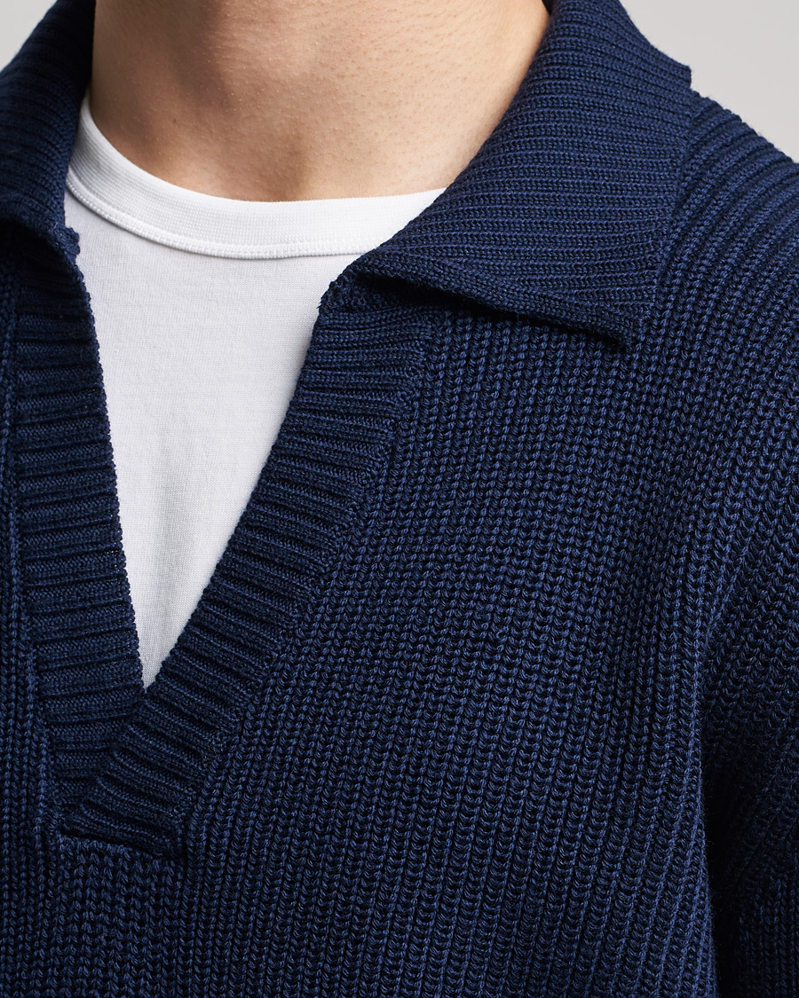Herre | Trøjer | Stenströms | Chunky Merino Polo Navy