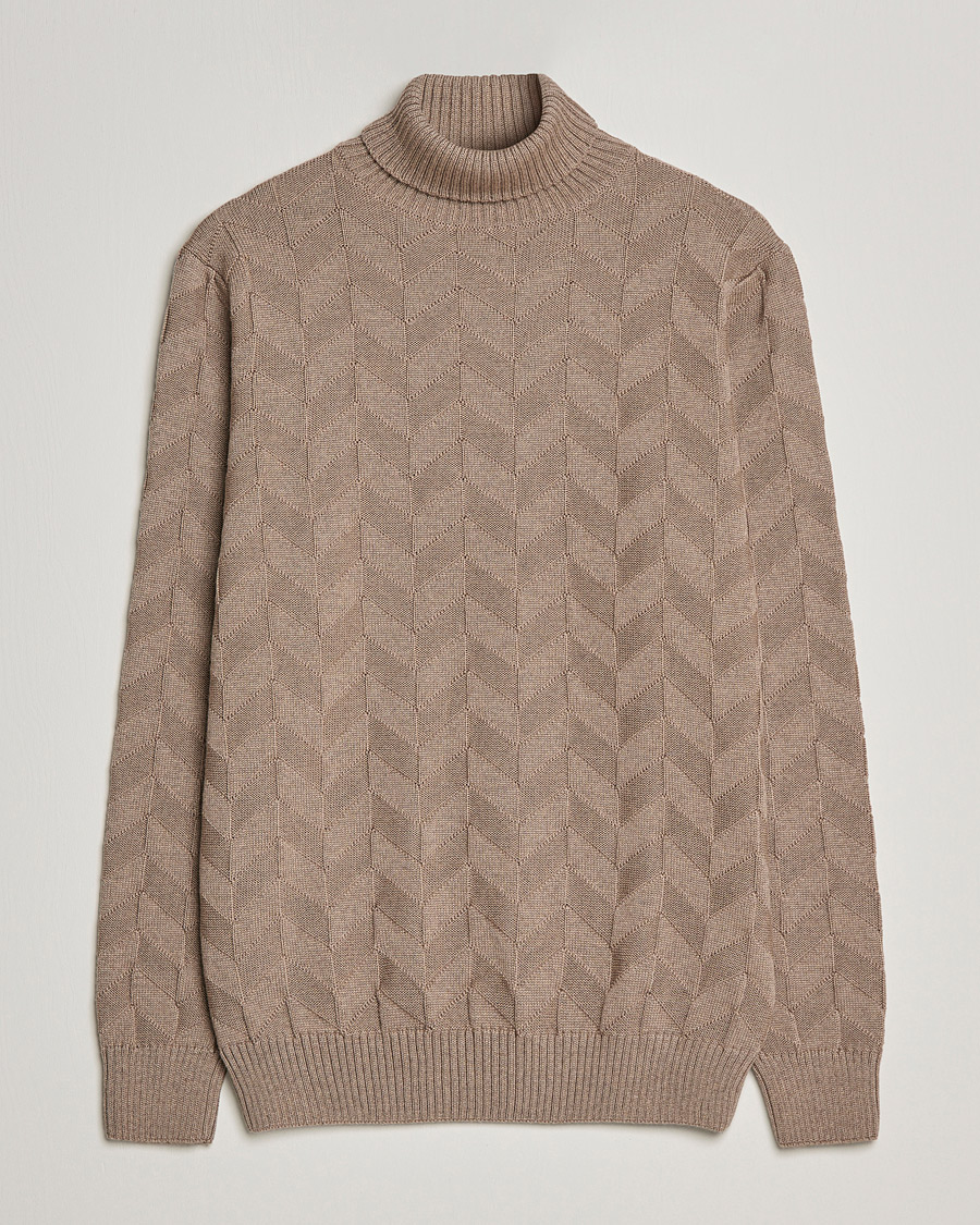 Herre | Trøjer | Stenströms | Chunky Merino Structured Rollneck Camel