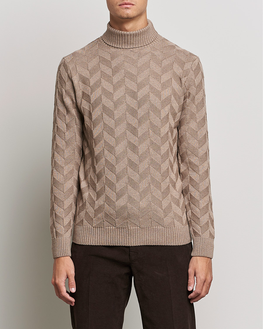 Herre | Trøjer | Stenströms | Chunky Merino Structured Rollneck Camel