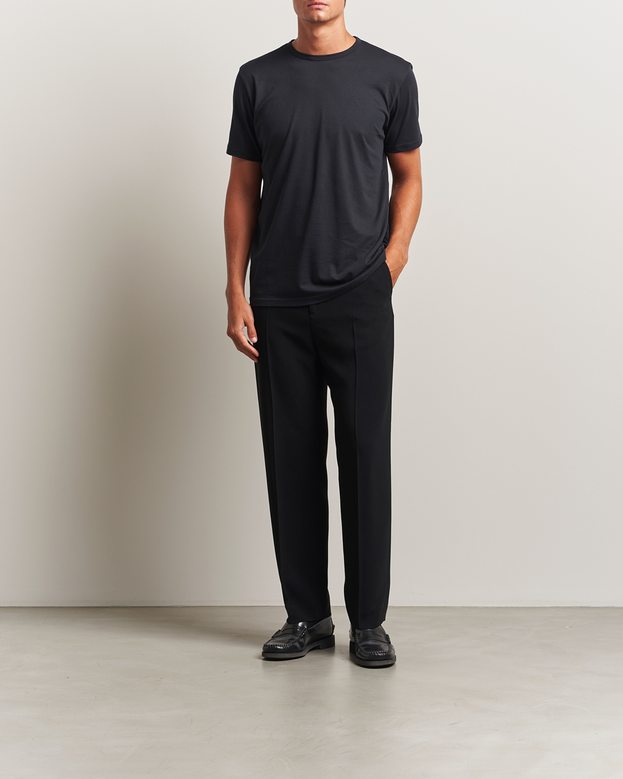 Herre | T-Shirts | Stenströms | Solid Cotton T-Shirt Black