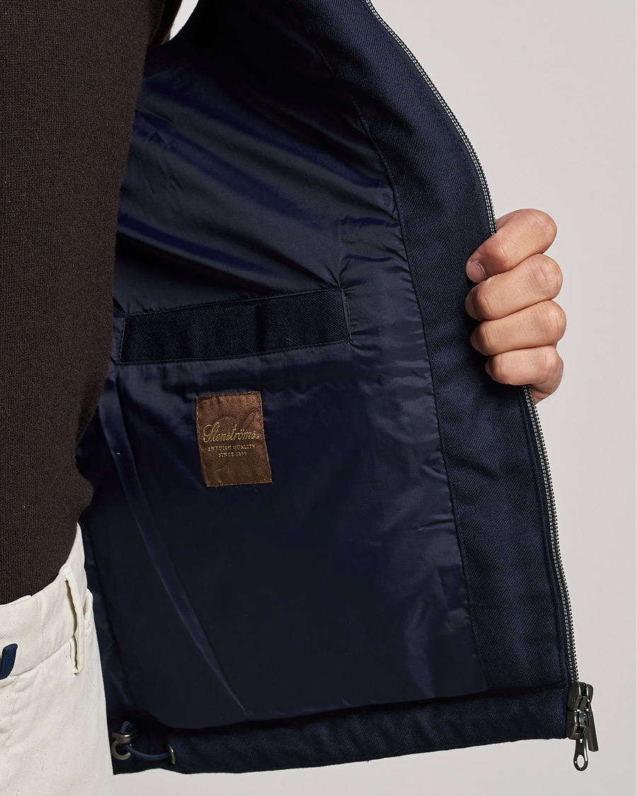 Herre | Jakker | Stenströms | Hooded Flannel Vest Navy