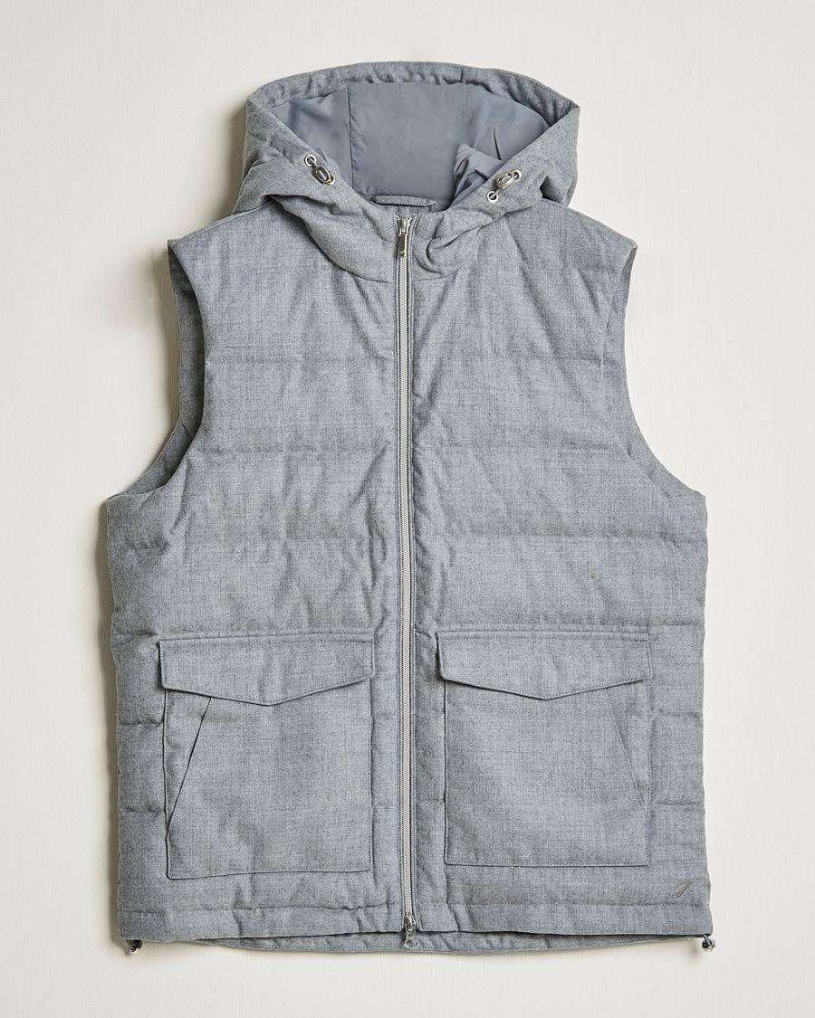 Herre | Jakker | Stenströms | Hooded Flannel Vest Grey